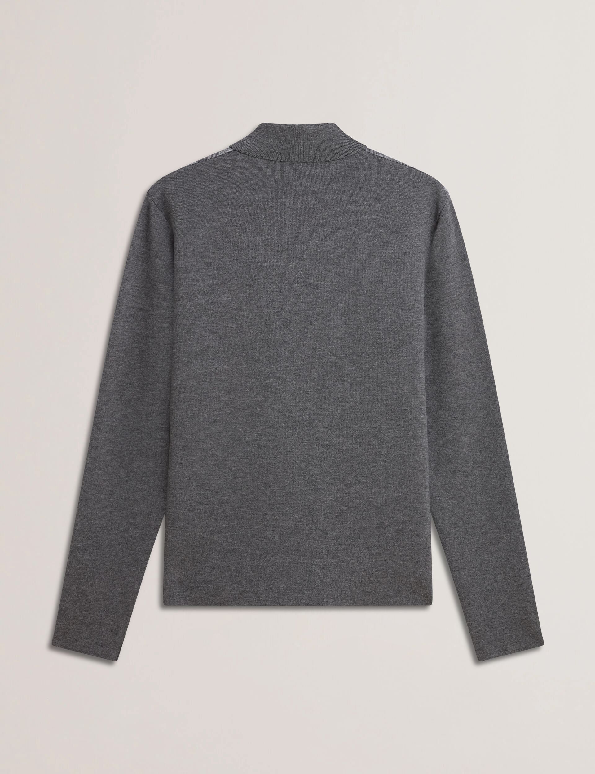 Ted Baker DEJO - Herringbone Wool Blend Zip Up Cardigan GREY