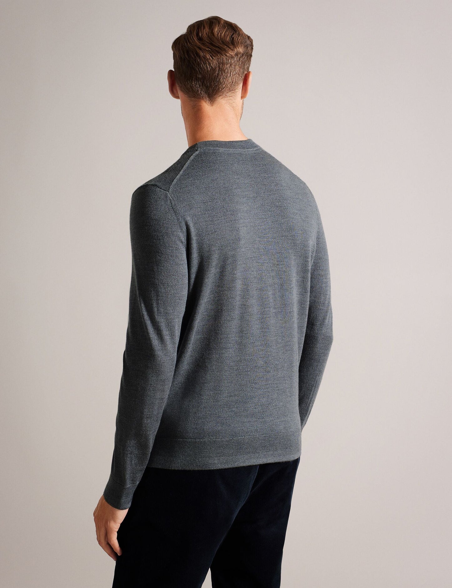 Ted Baker CARNBY - Pure Wool Crew Neck Jumper CHARCOAL