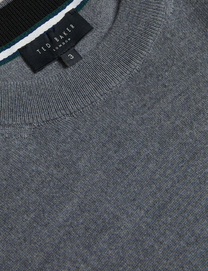 Ted Baker CARNBY - Pure Wool Crew Neck Jumper CHARCOAL