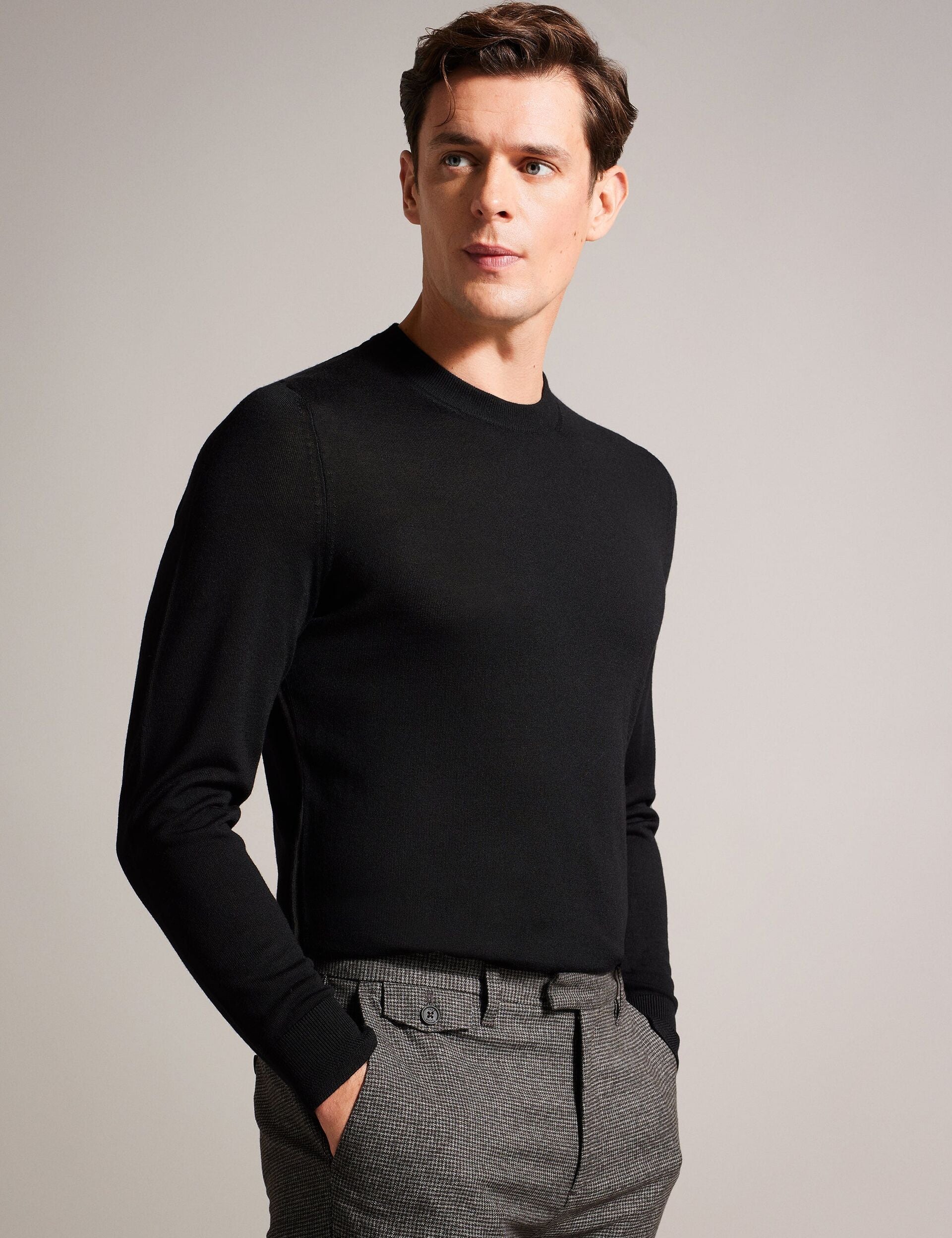 Ted Baker CARNBY - Pure Wool Crew Neck Jumper BLACK