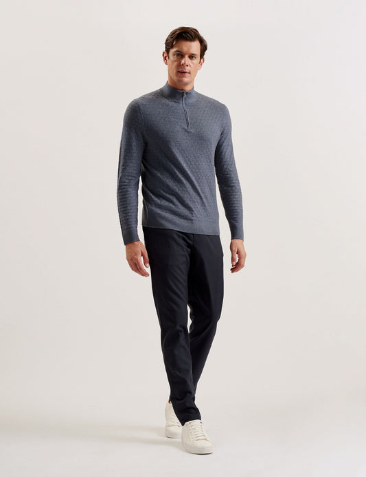 Ted Baker KURNLE - T Knit Half Zip Funnel Neck Jumper MID BLUE