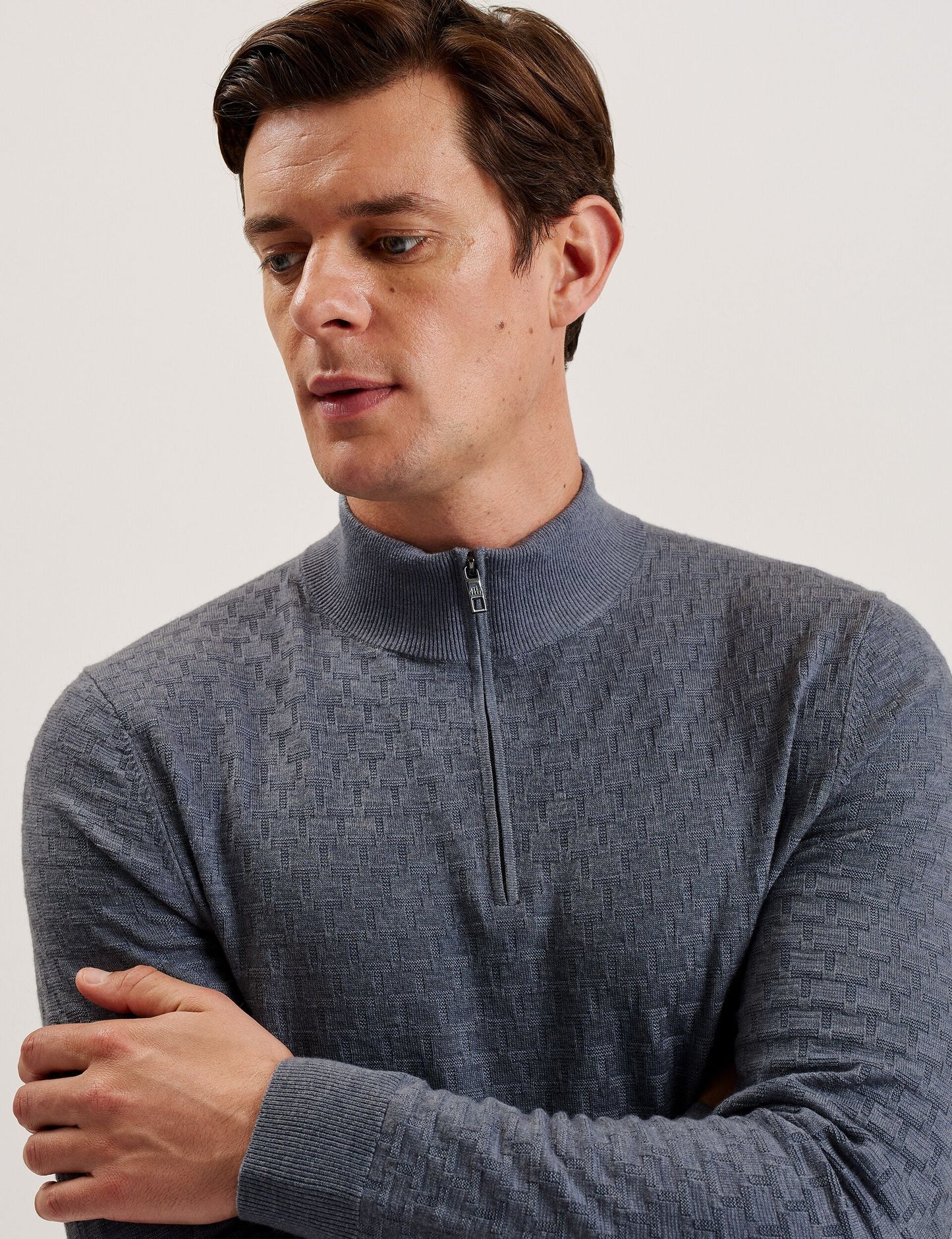 Ted Baker KURNLE - T Knit Half Zip Funnel Neck Jumper MID BLUE