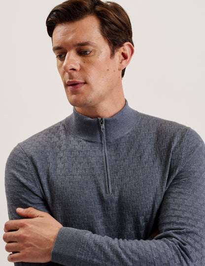 Ted Baker KURNLE - T Knit Half Zip Funnel Neck Jumper MID BLUE