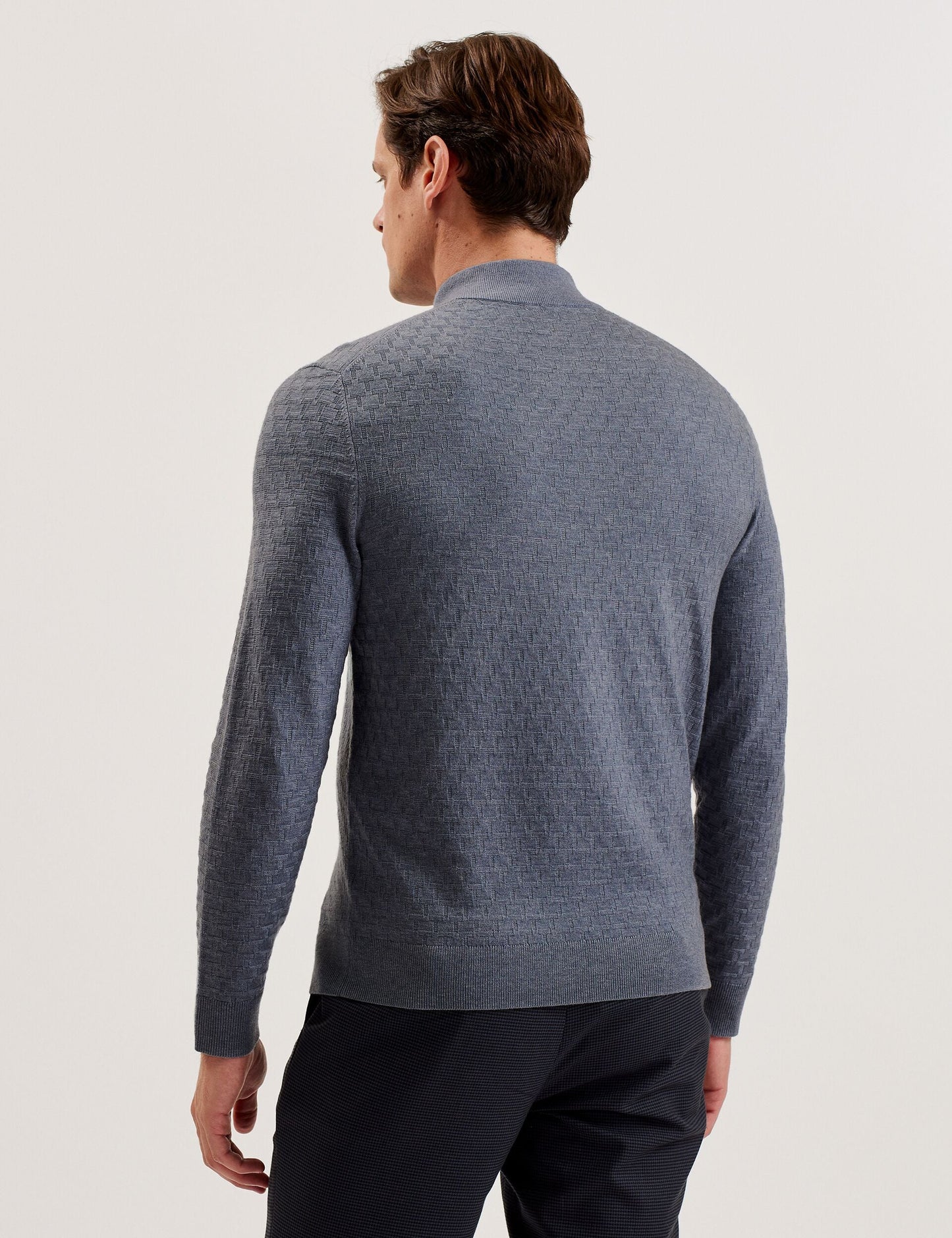 Ted Baker KURNLE - T Knit Half Zip Funnel Neck Jumper MID BLUE