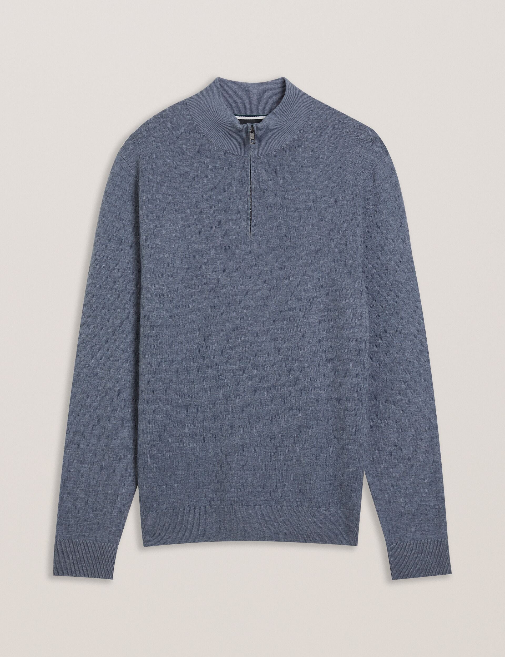 Ted Baker KURNLE - T Knit Half Zip Funnel Neck Jumper MID BLUE