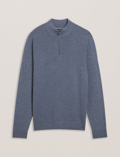 Ted Baker KURNLE - T Knit Half Zip Funnel Neck Jumper MID BLUE
