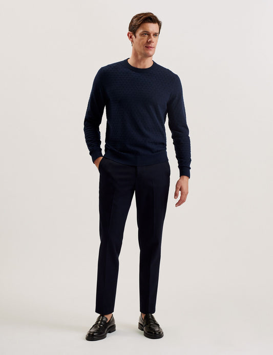 Ted Baker LOUNG - Textured T Knit Crew Neck Jumper NAVY