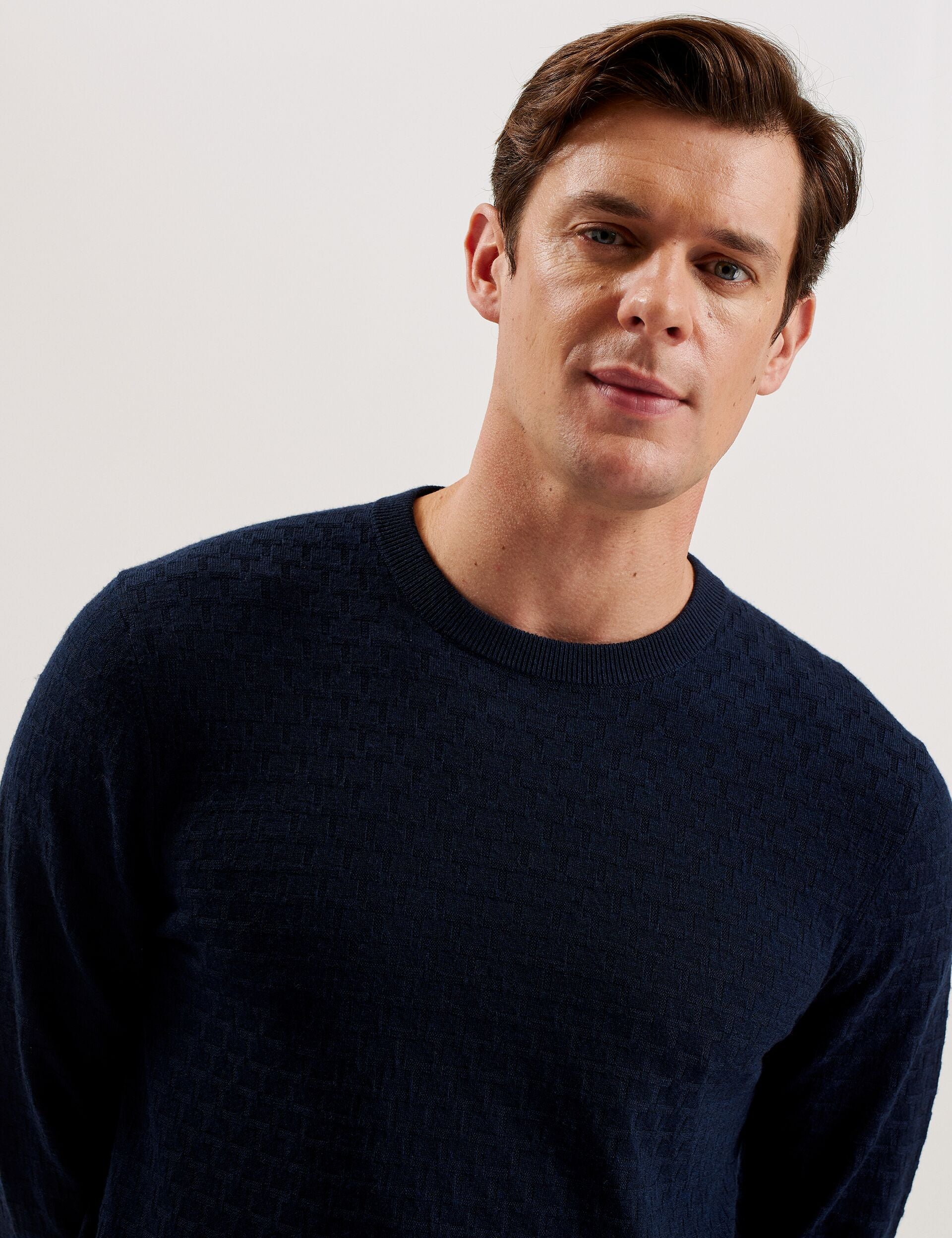 Ted Baker LOUNG - Textured T Knit Crew Neck Jumper NAVY