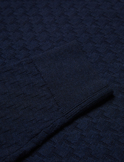 Ted Baker LOUNG - Textured T Knit Crew Neck Jumper NAVY