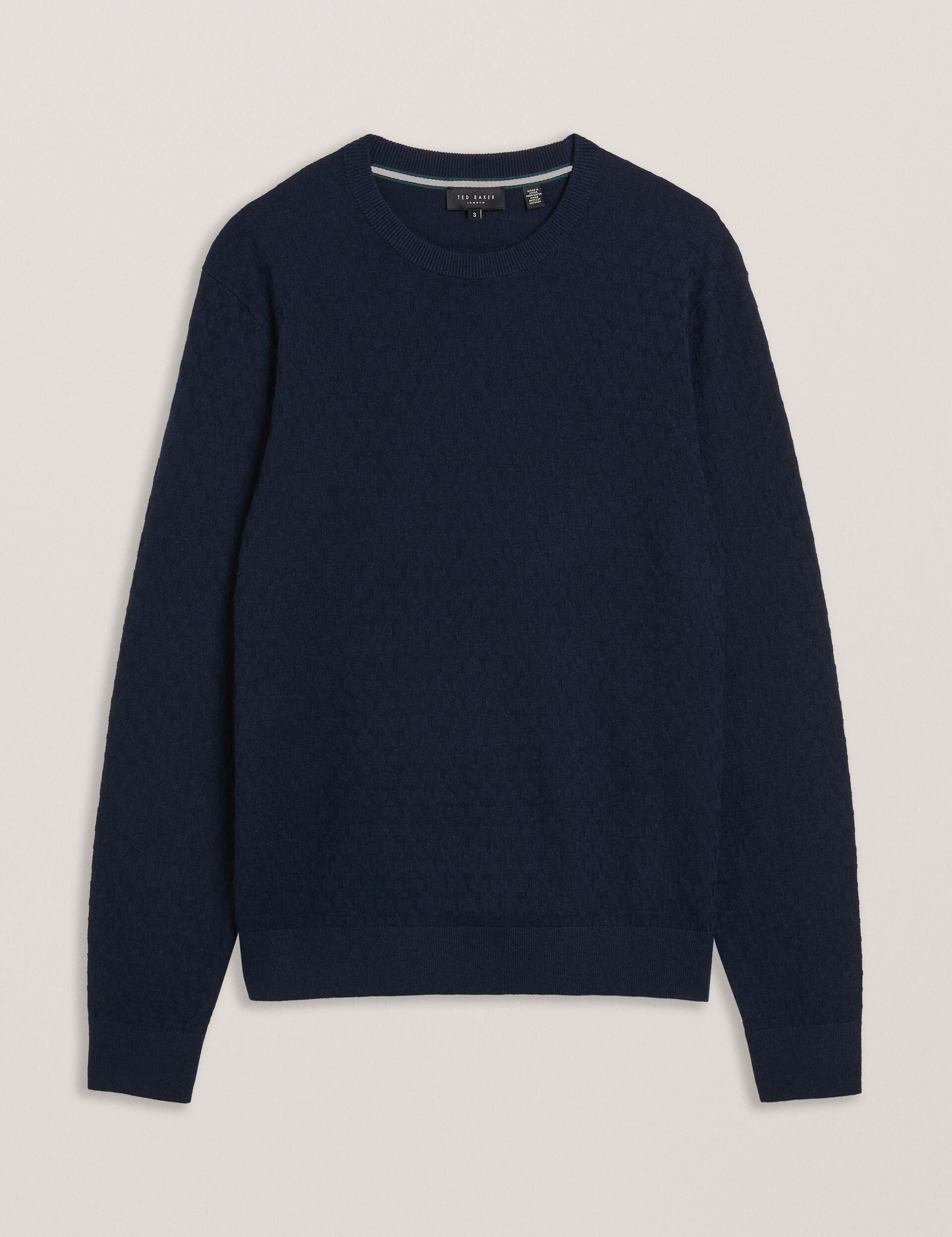 Ted Baker LOUNG - Textured T Knit Crew Neck Jumper NAVY