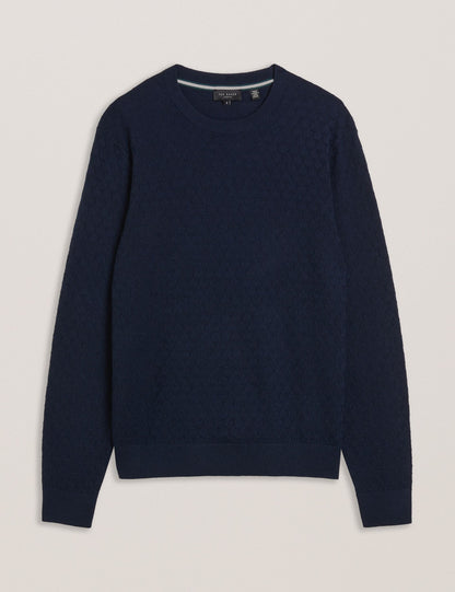 Ted Baker LOUNG - Textured T Knit Crew Neck Jumper NAVY