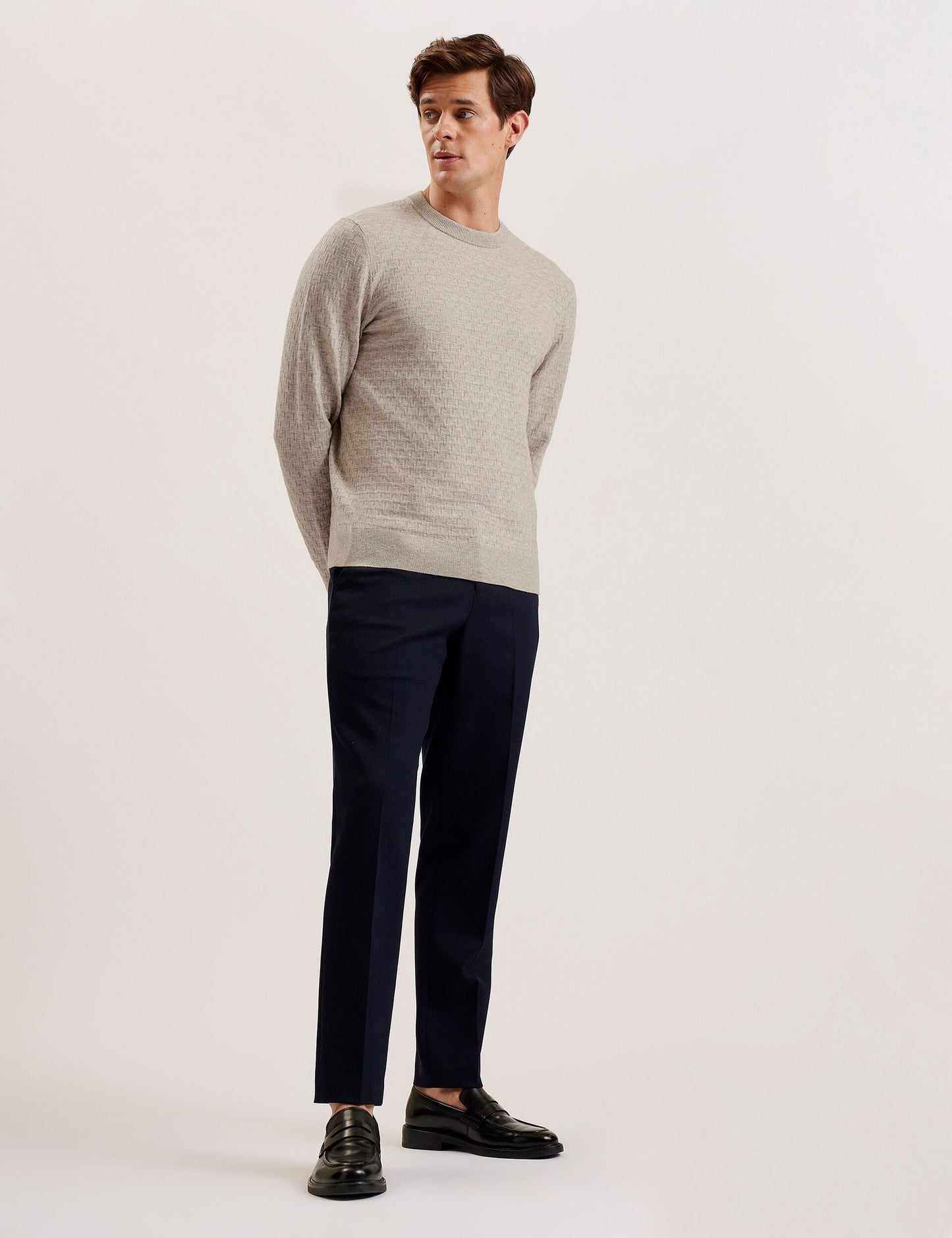 Ted Baker LOUNG - Textured T Knit Crew Neck Jumper TAUPE