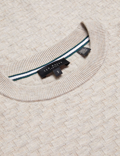 Ted Baker LOUNG - Textured T Knit Crew Neck Jumper TAUPE