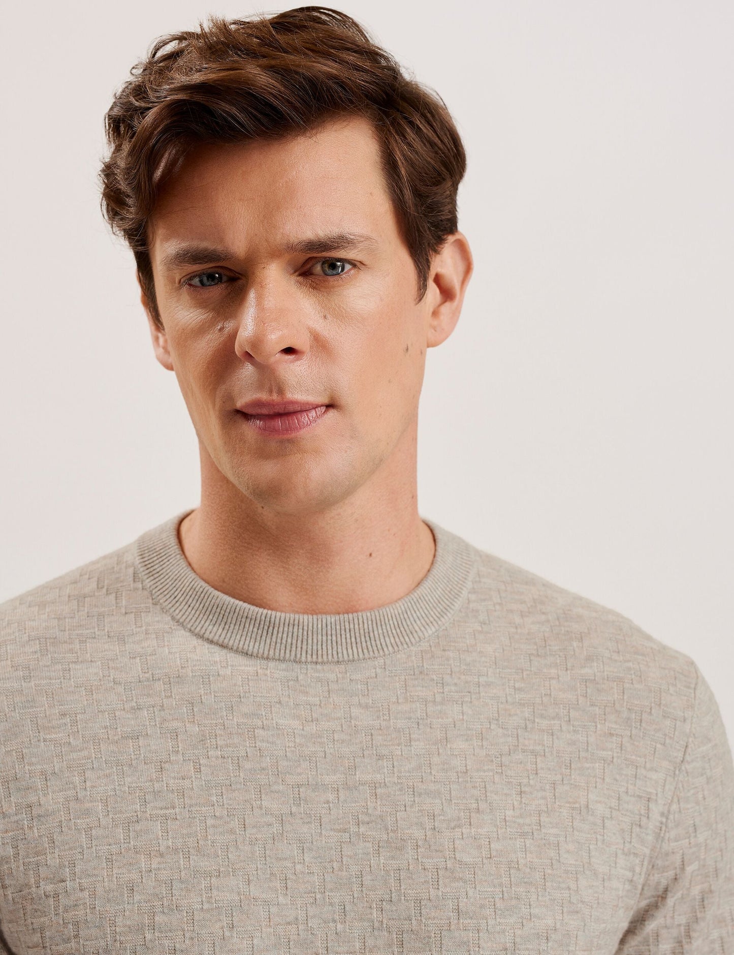 Ted Baker LOUNG - Textured T Knit Crew Neck Jumper TAUPE