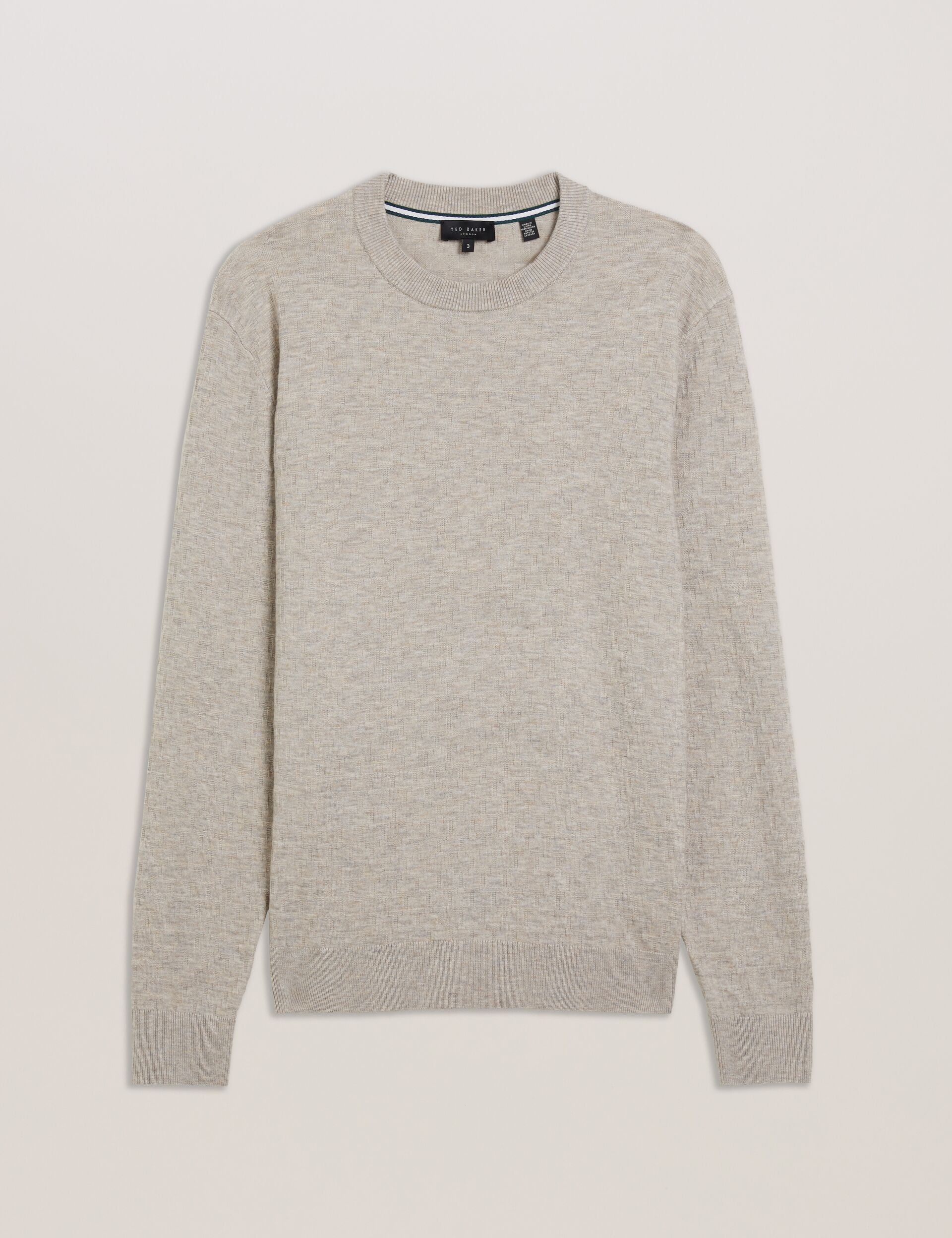 Ted Baker LOUNG - Textured T Knit Crew Neck Jumper TAUPE