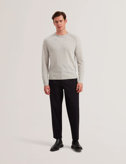 Ted Baker GLANT - Cashmere Cable Detail Crew Neck Jumper GREY