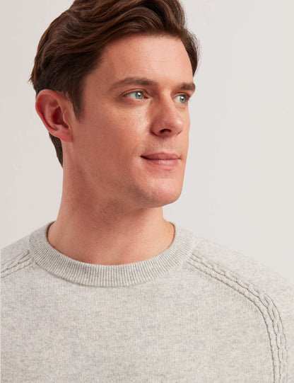Ted Baker GLANT - Cashmere Cable Detail Crew Neck Jumper GREY
