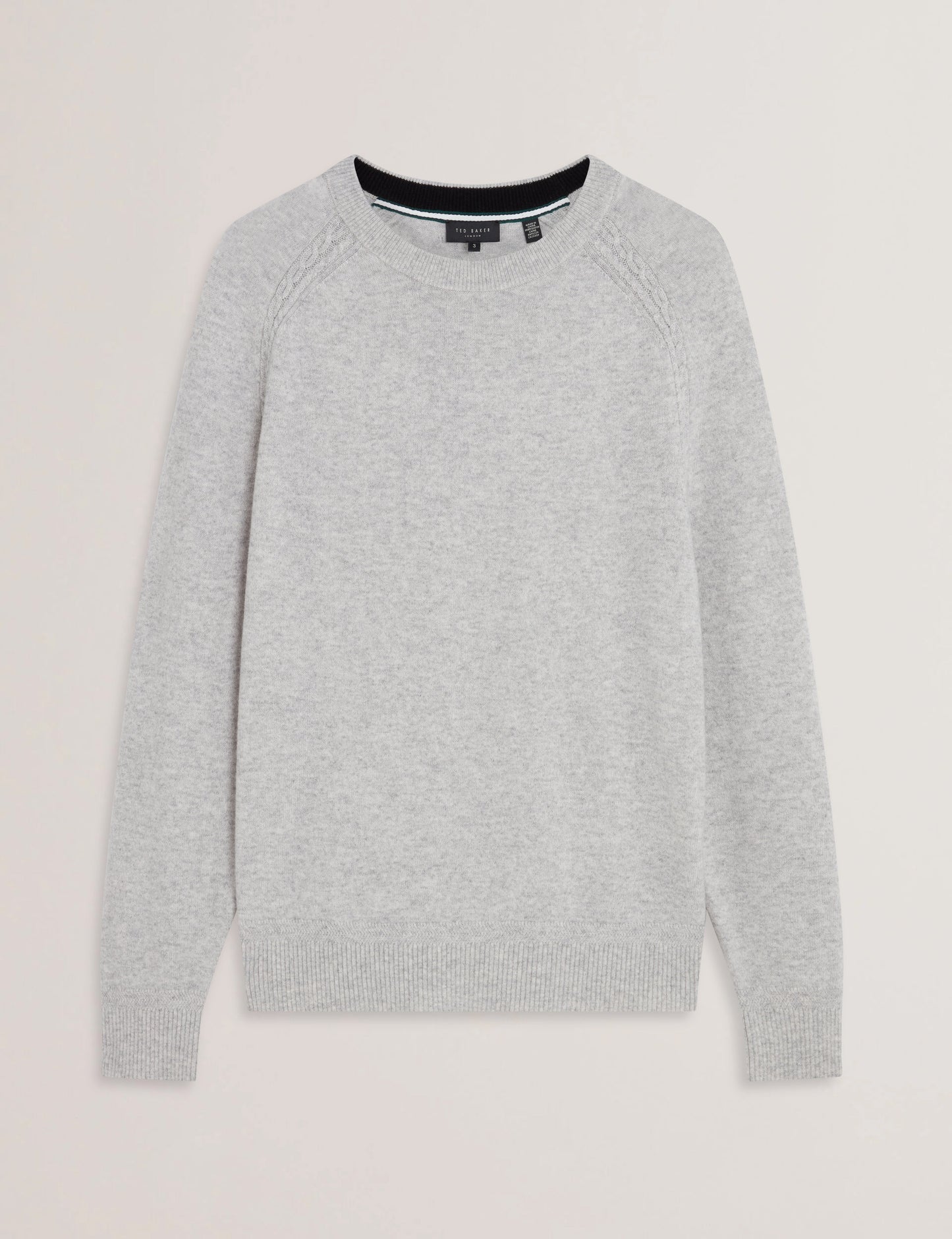 Ted Baker GLANT - Cashmere Cable Detail Crew Neck Jumper GREY