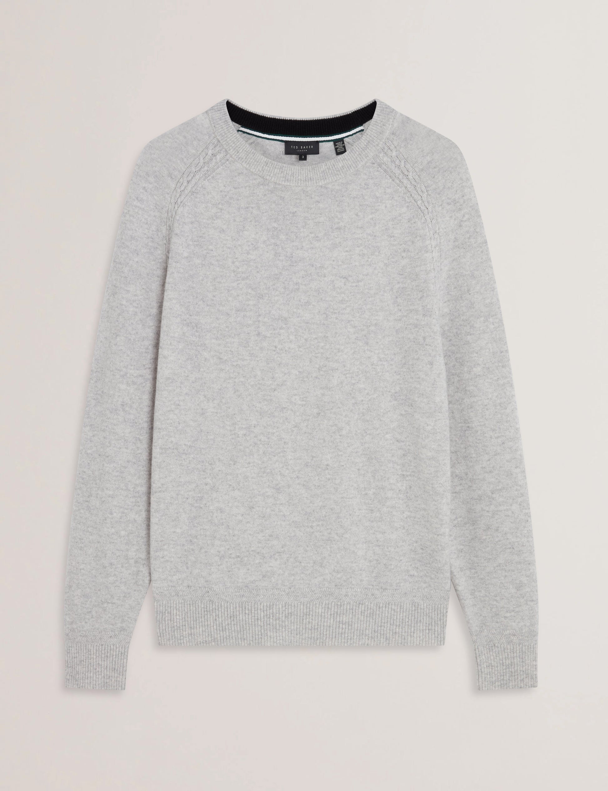 Ted Baker GLANT - Cashmere Cable Detail Crew Neck Jumper GREY