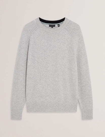 Ted Baker GLANT - Cashmere Cable Detail Crew Neck Jumper GREY