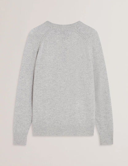 Ted Baker GLANT - Cashmere Cable Detail Crew Neck Jumper GREY