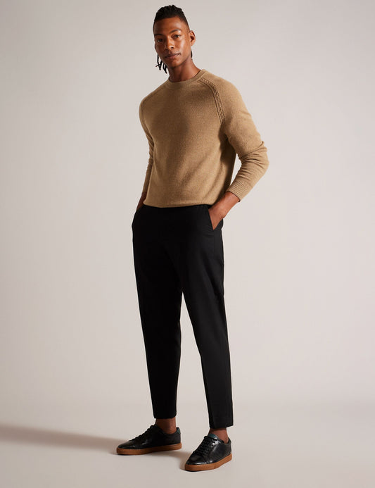 Ted Baker GLANT - Cashmere Cable Detail Crew Neck Jumper ECRU