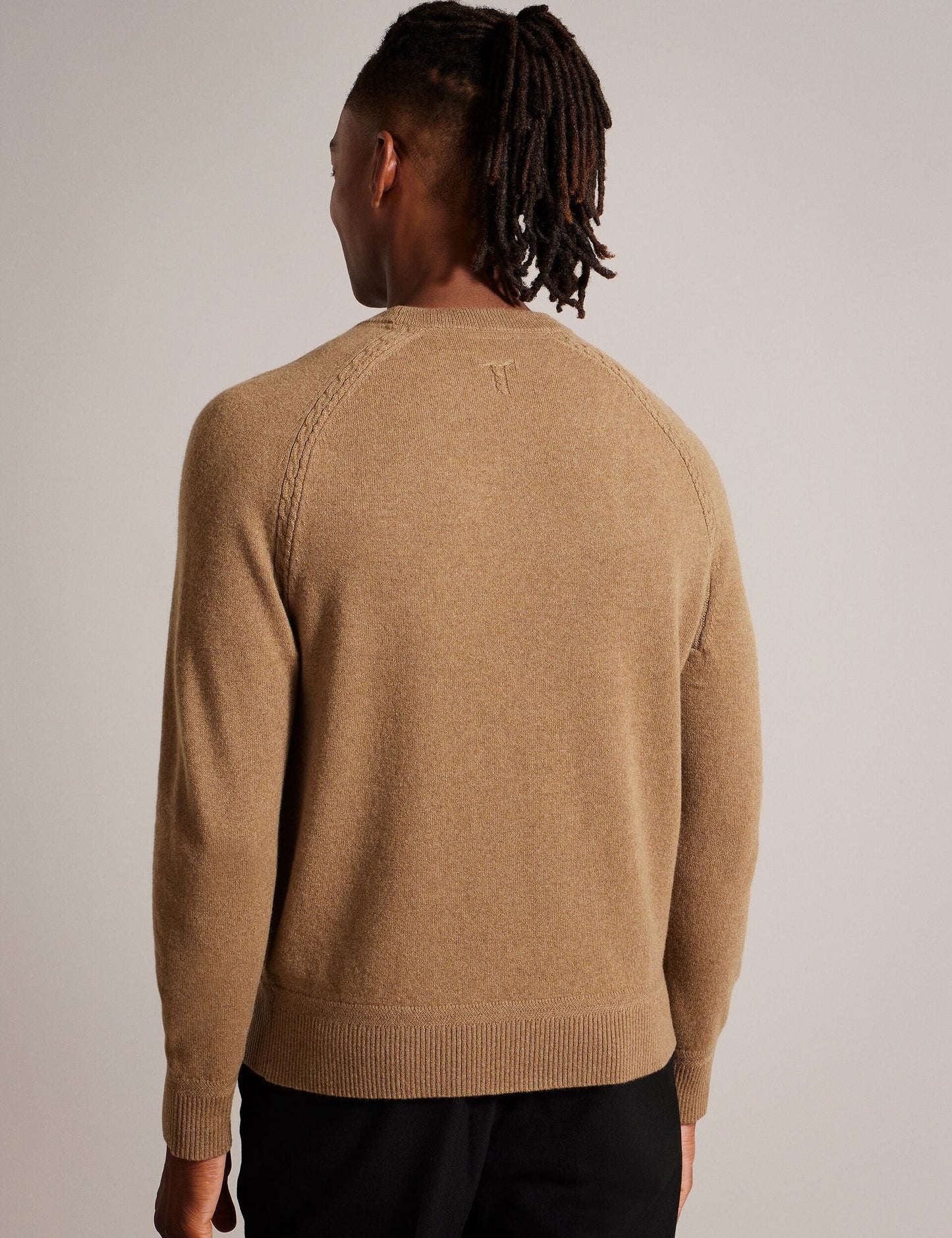 Ted Baker GLANT - Cashmere Cable Detail Crew Neck Jumper ECRU