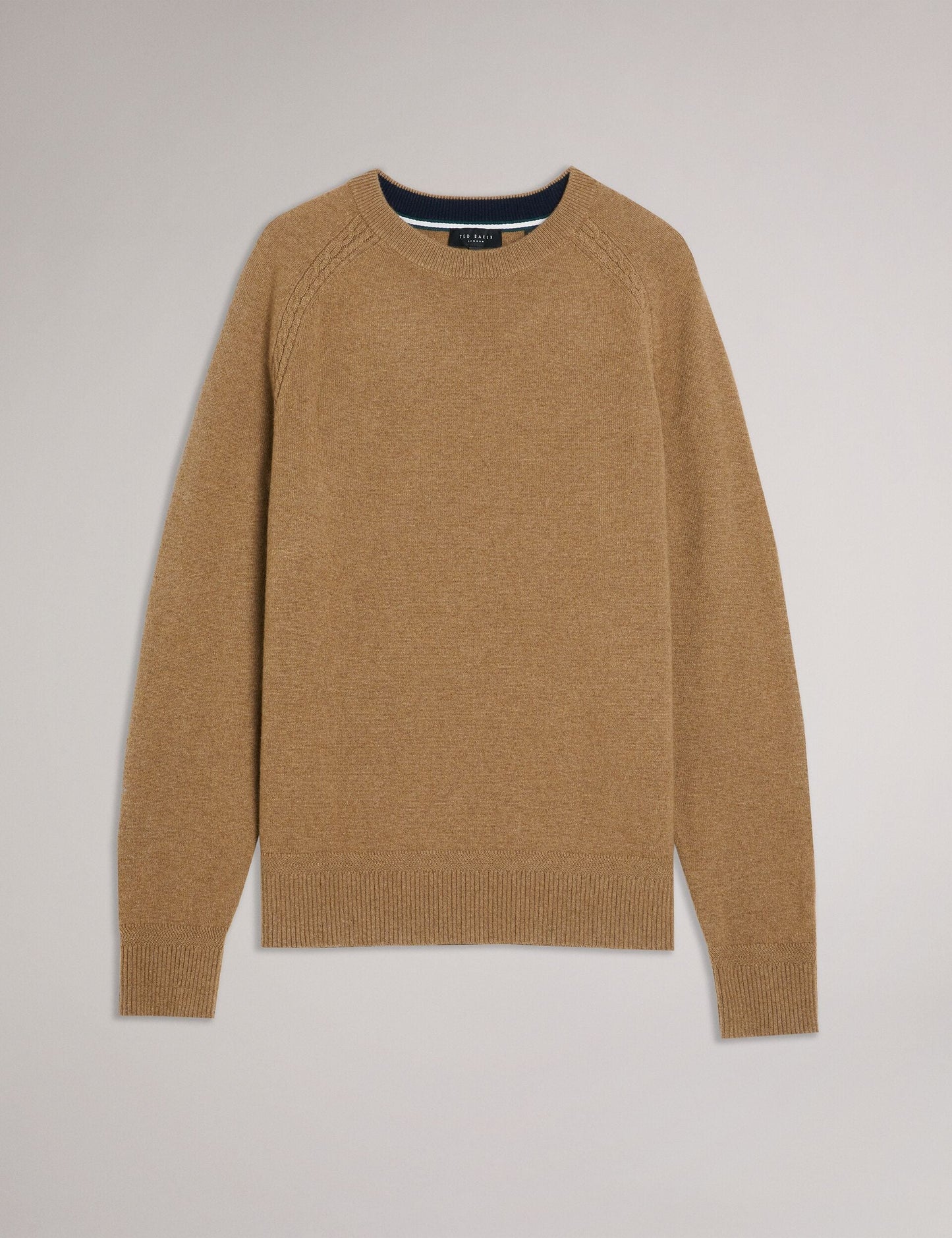 Ted Baker GLANT - Cashmere Cable Detail Crew Neck Jumper ECRU