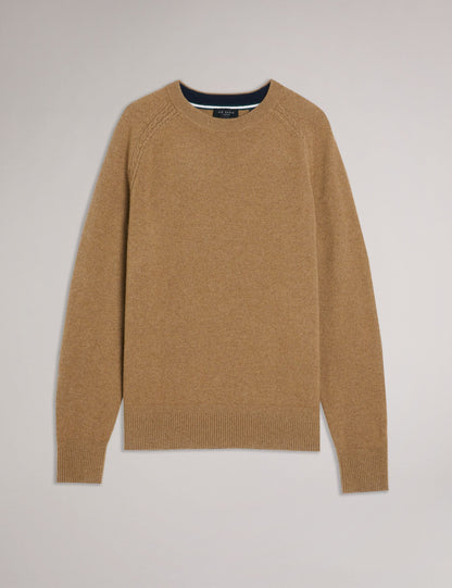 Ted Baker GLANT - Cashmere Cable Detail Crew Neck Jumper ECRU