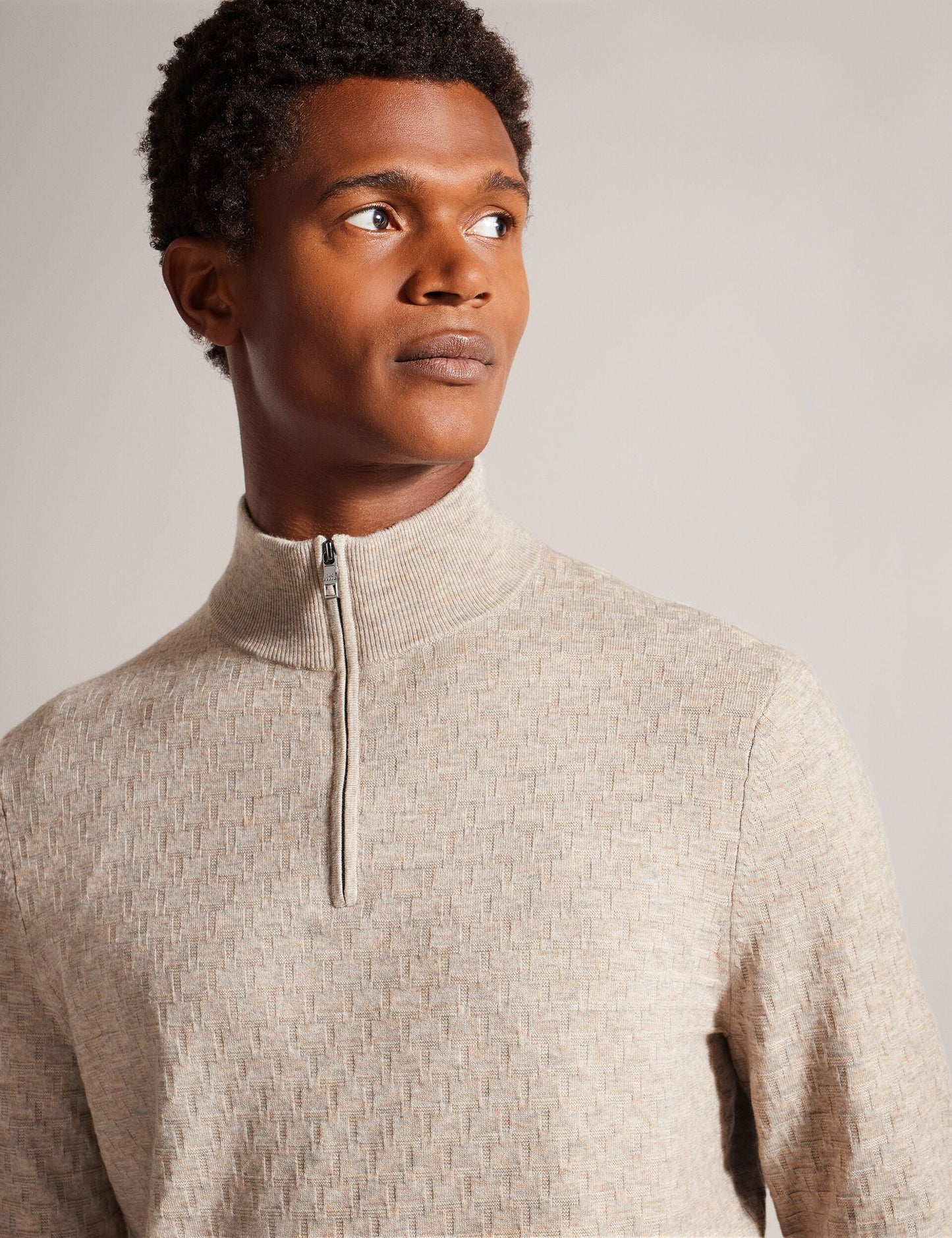 Ted Baker KURNLE - T Knit Half Zip Funnel Neck Jumper CAMEL