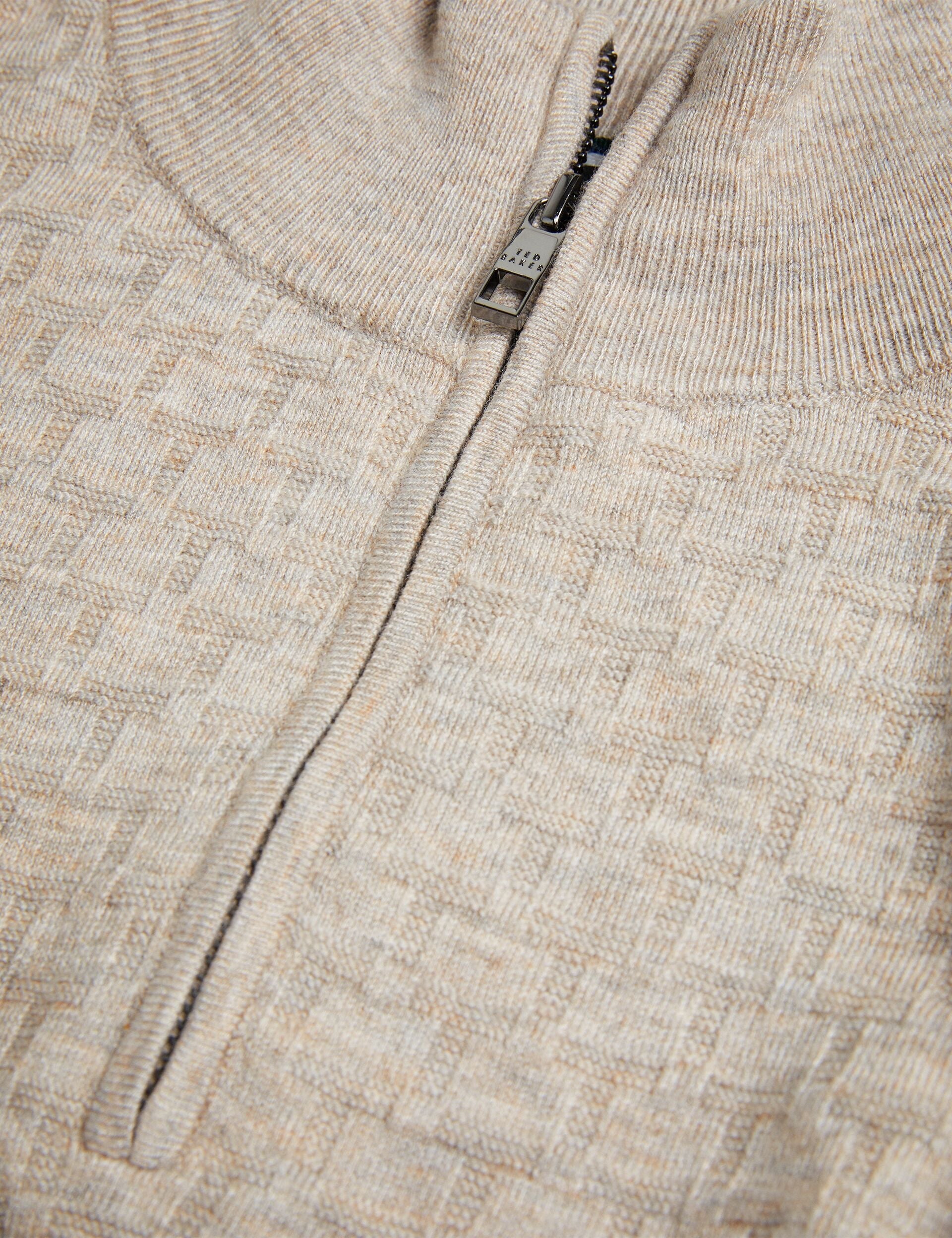 Ted Baker KURNLE - T Knit Half Zip Funnel Neck Jumper CAMEL