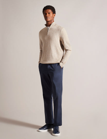 Ted Baker KURNLE - T Knit Half Zip Funnel Neck Jumper CAMEL