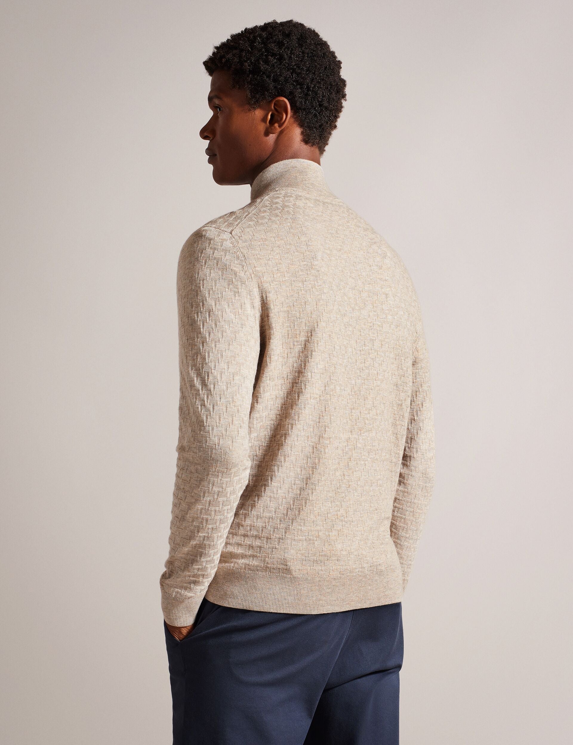 Ted Baker KURNLE - T Knit Half Zip Funnel Neck Jumper CAMEL