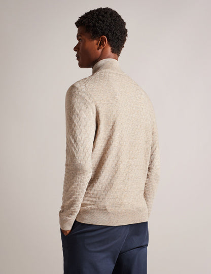 Ted Baker KURNLE - T Knit Half Zip Funnel Neck Jumper CAMEL