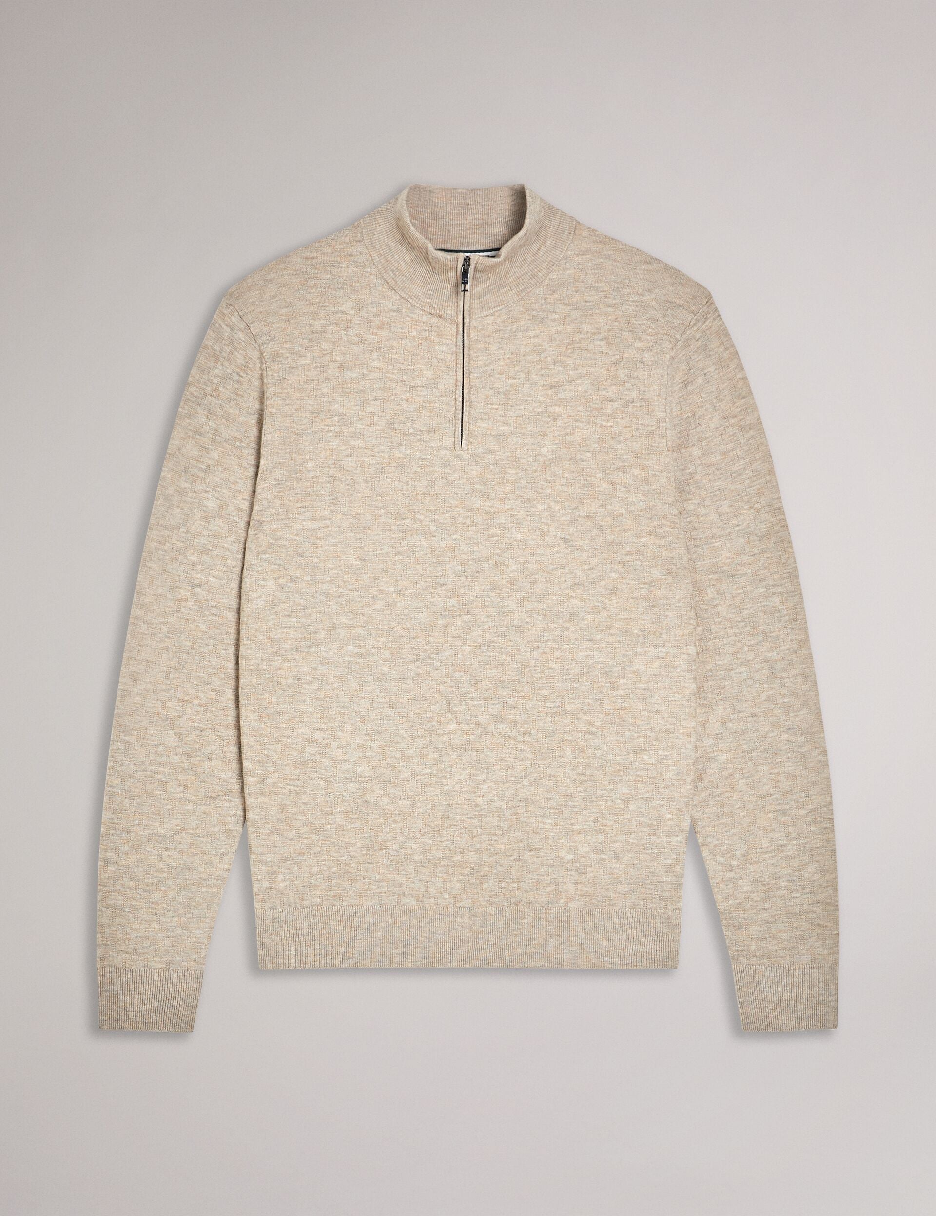 Ted Baker KURNLE - T Knit Half Zip Funnel Neck Jumper CAMEL