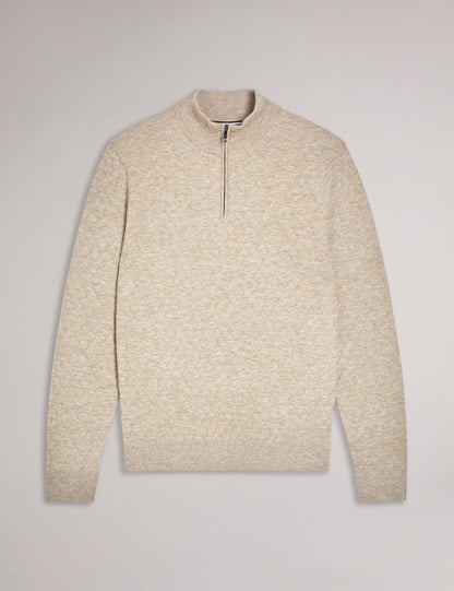 Ted Baker KURNLE - T Knit Half Zip Funnel Neck Jumper CAMEL