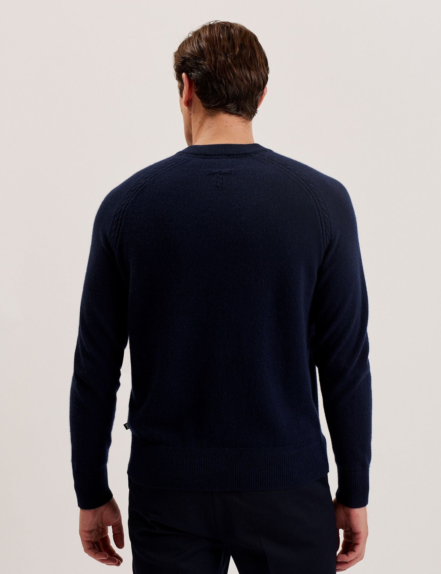 Ted Baker GLANT - Cashmere Cable Detail Crew Neck Jumper NAVY