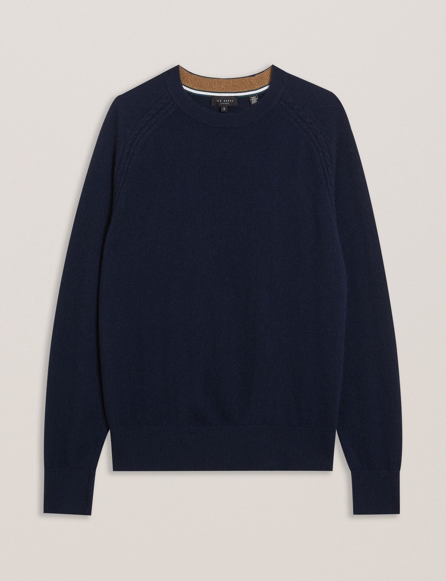 Ted Baker GLANT - Cashmere Cable Detail Crew Neck Jumper NAVY