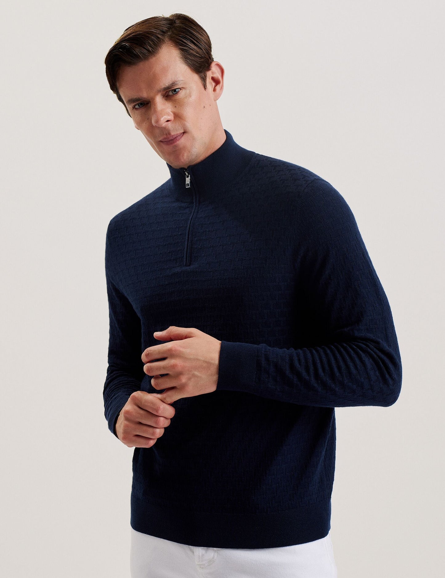 Ted Baker KURNLE - T Knit Half Zip Funnel Neck Jumper NAVY