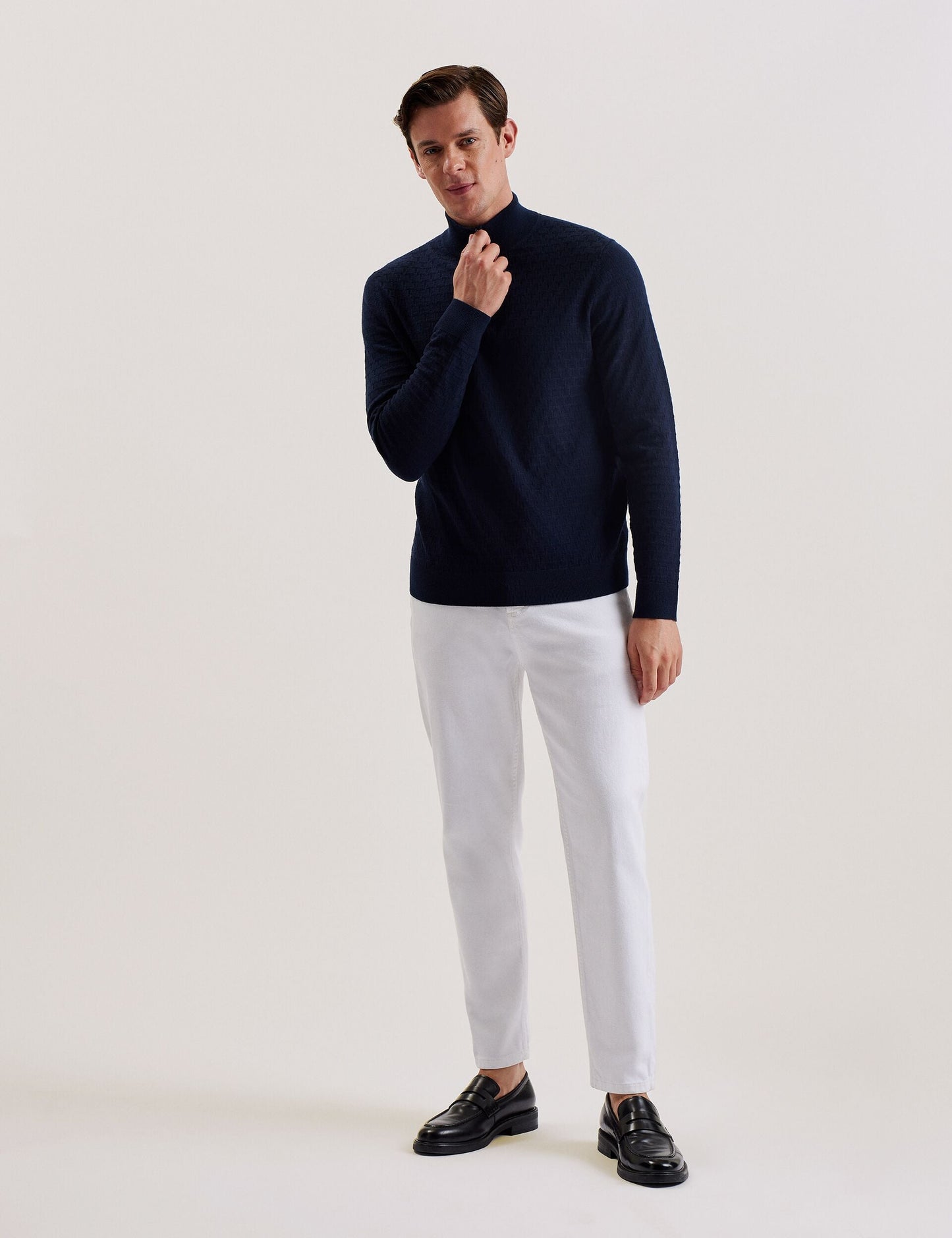 Ted Baker KURNLE - T Knit Half Zip Funnel Neck Jumper NAVY