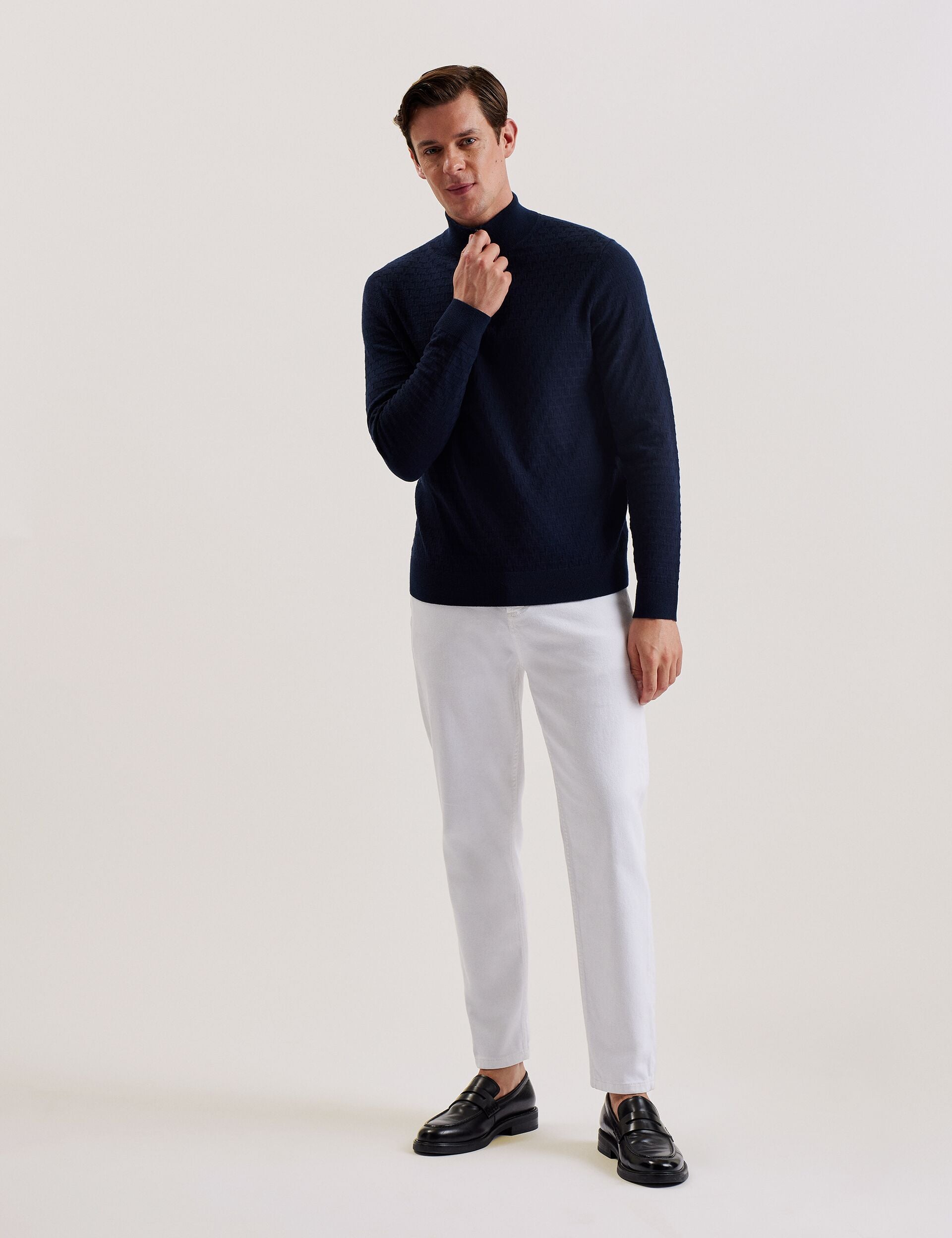 Ted Baker KURNLE - T Knit Half Zip Funnel Neck Jumper NAVY