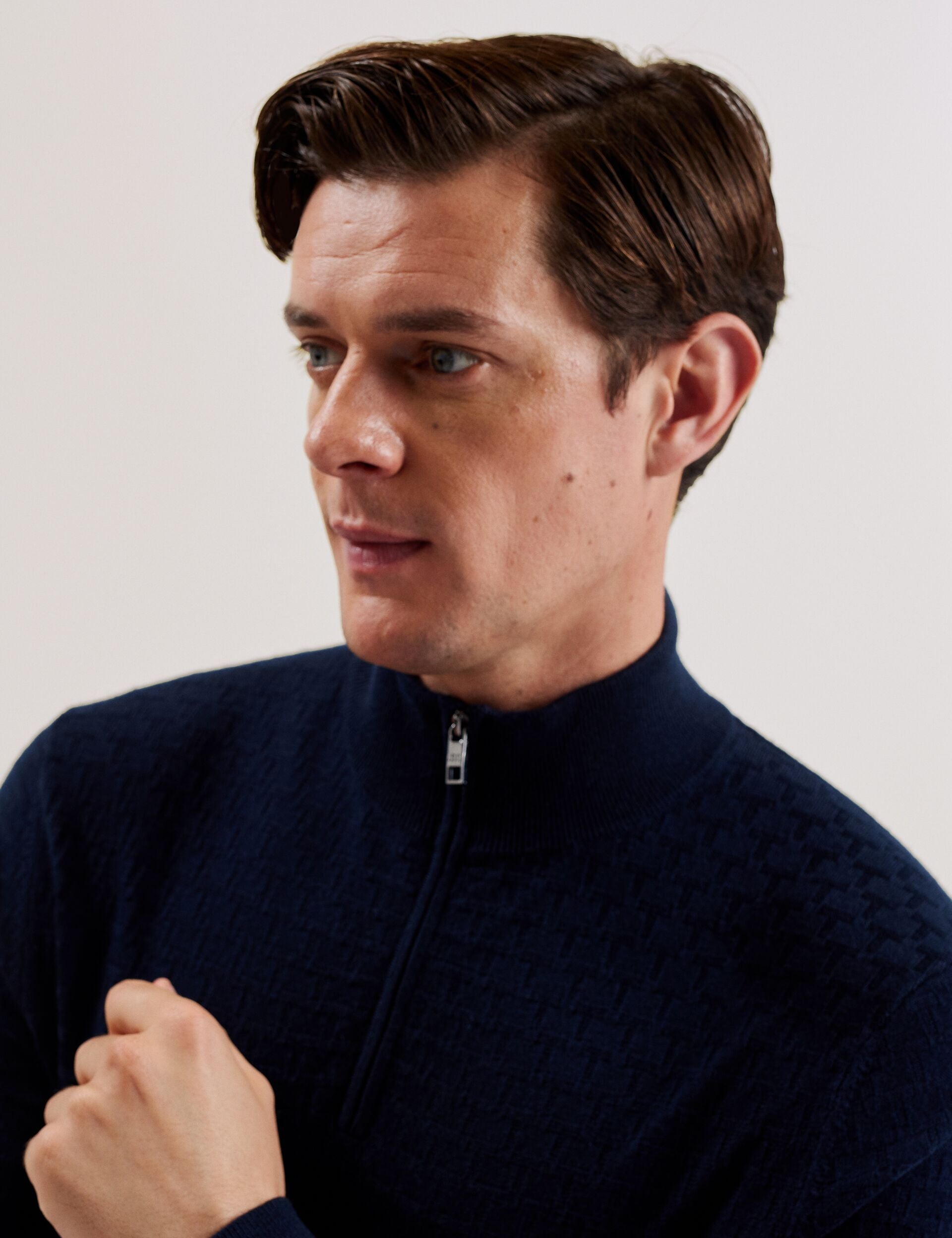 Ted Baker KURNLE - T Knit Half Zip Funnel Neck Jumper NAVY