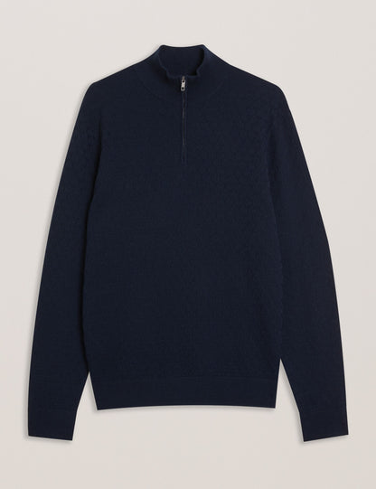 Ted Baker KURNLE - T Knit Half Zip Funnel Neck Jumper NAVY