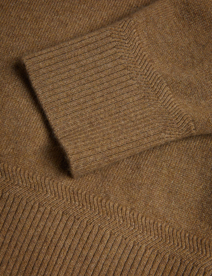Ted Baker KAROLT - Cashmere Knit Long Sleeve Polo Top DARK BROWN
