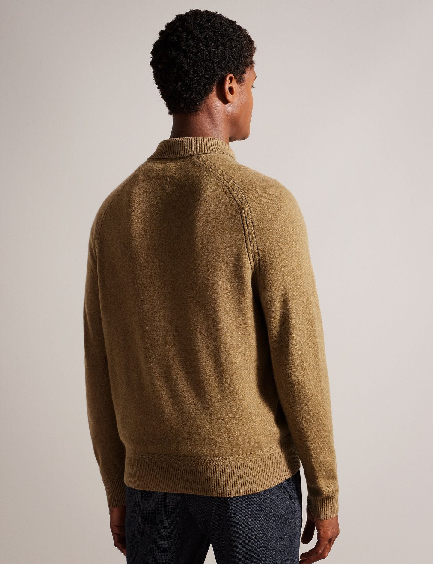 Ted Baker KAROLT - Cashmere Knit Long Sleeve Polo Top DARK BROWN