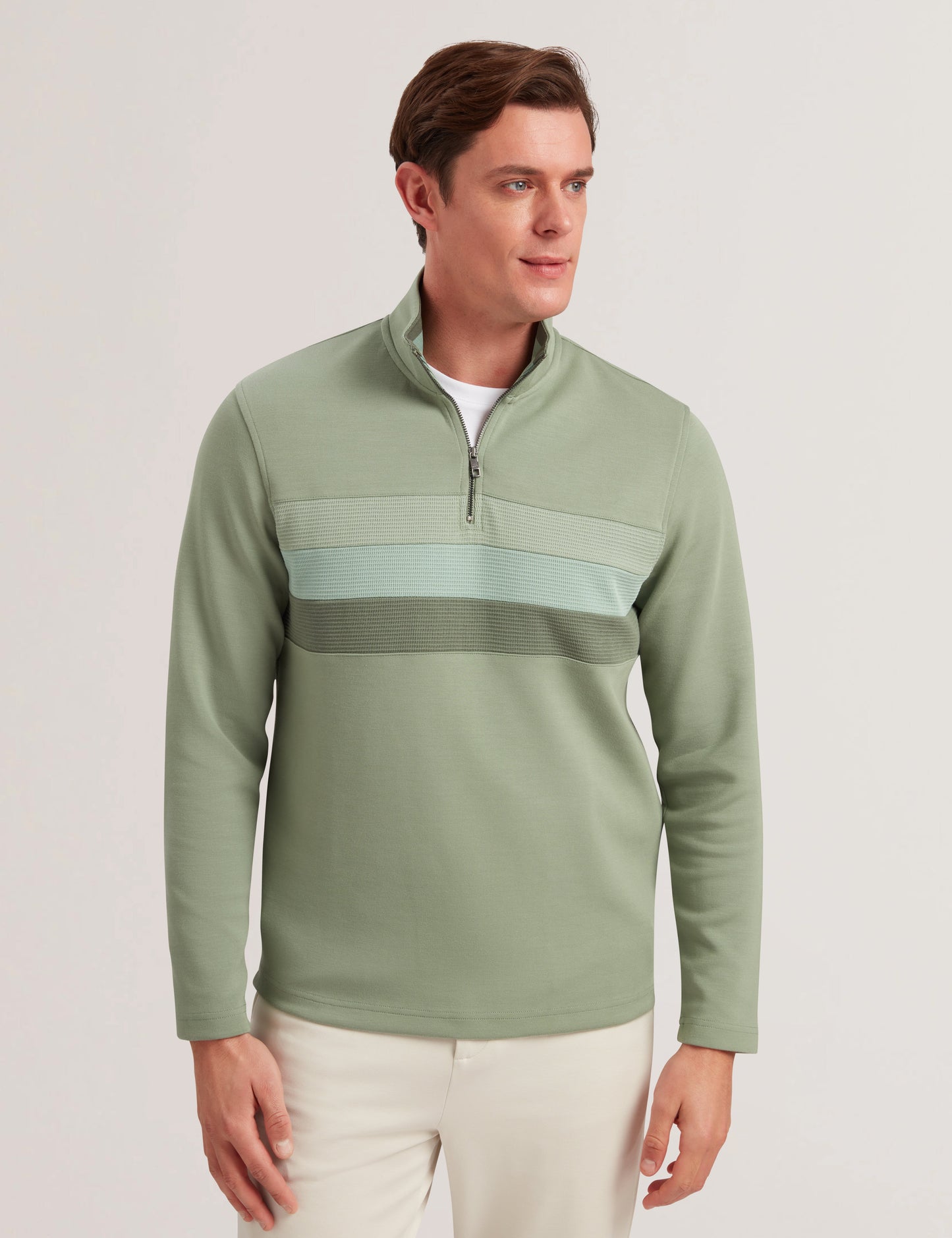 Ted Baker LONGMAN - Ombre Stripe Half-Zip Sweatshirt GREEN