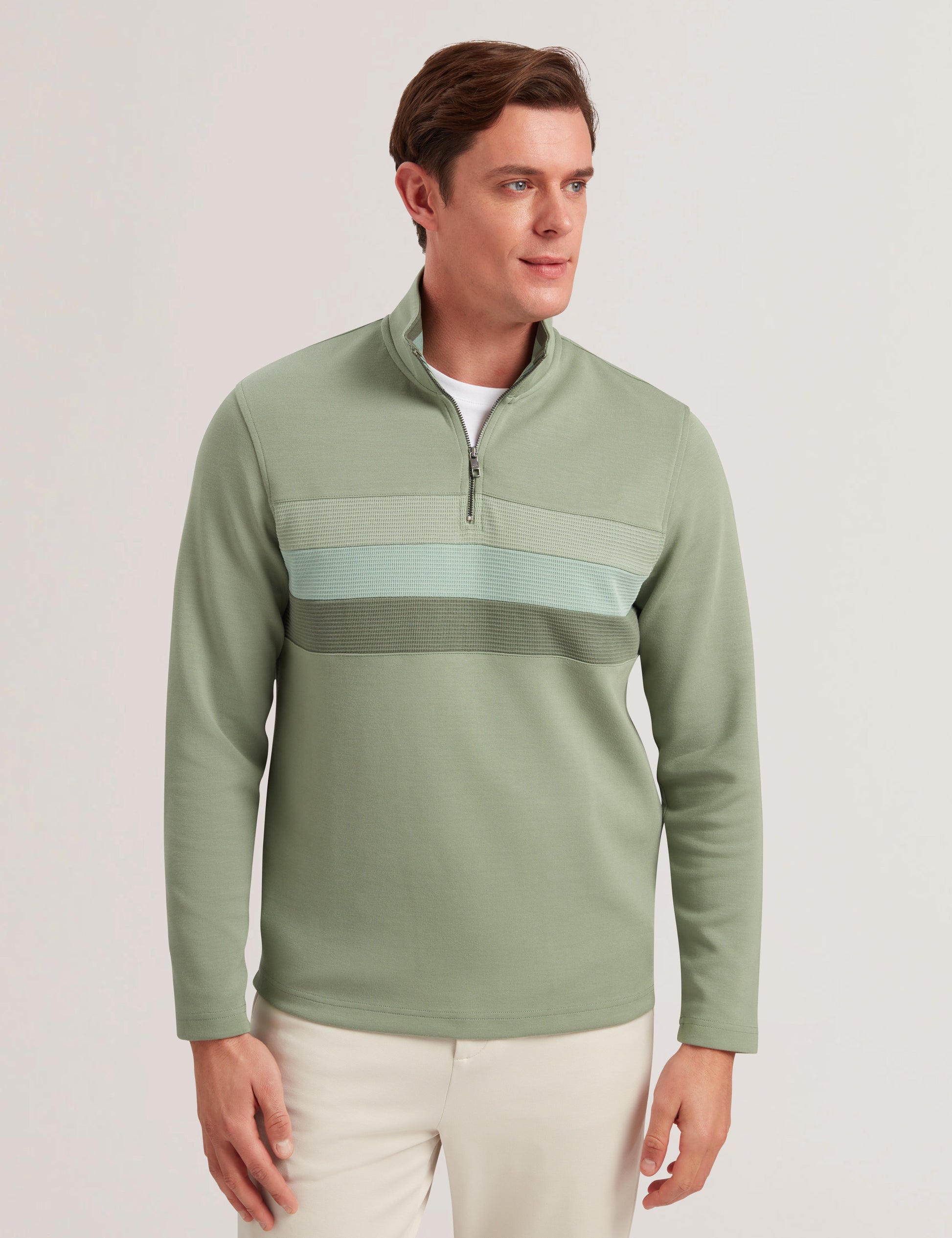 Ted Baker LONGMAN - Ombre Stripe Half-Zip Sweatshirt GREEN