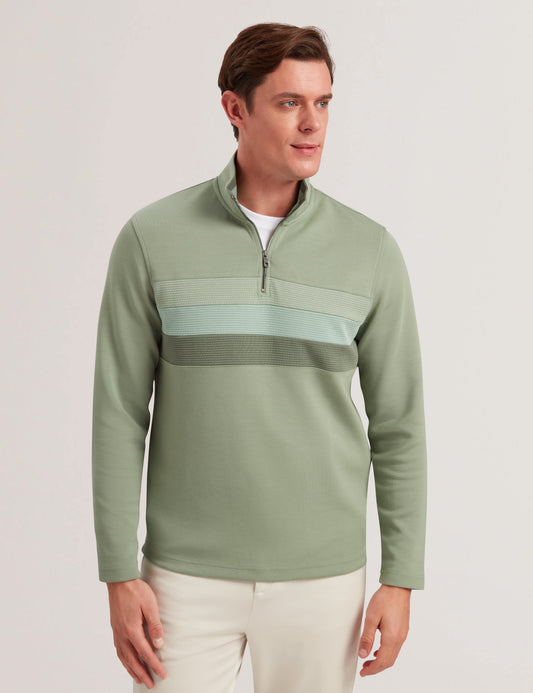 Ted Baker LONGMAN - Ombre Stripe Half-Zip Sweatshirt GREEN