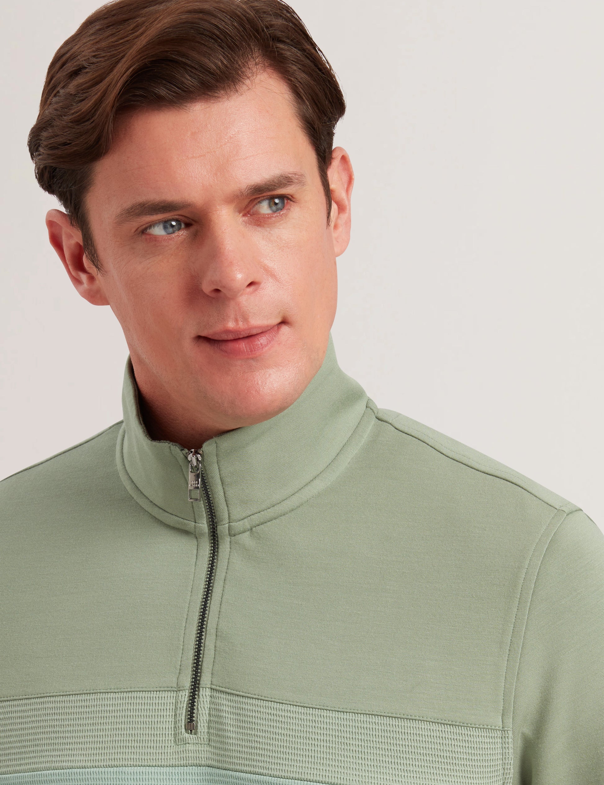Ted Baker LONGMAN - Ombre Stripe Half-Zip Sweatshirt GREEN