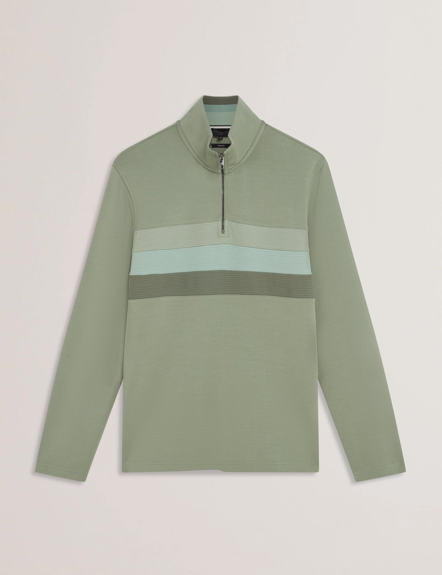 Ted Baker LONGMAN - Ombre Stripe Half-Zip Sweatshirt GREEN
